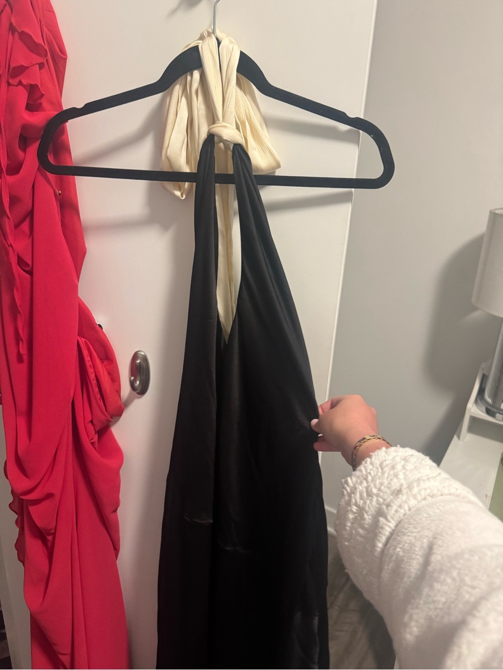 Peppermayo Night Owl Maxi Dress- Satin Halter Dress with deep keyhole cut out - Picture 2 of 4
